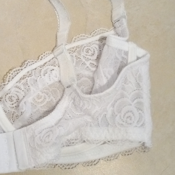 NWT Gorgeous White Lace Underwire Non Padded Diamond Bra Size 38D - Picture 6 of 7